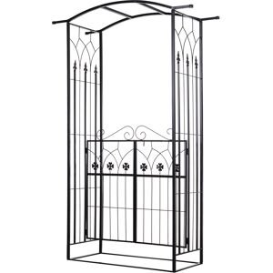 Outsunny Metal Frame Outdoor Garden Entrance Arch w/ Gate Black