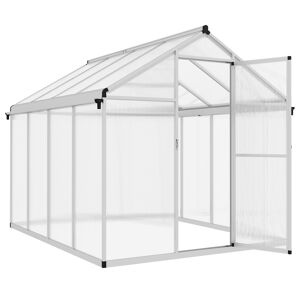 Outsunny 6 x 8ft Polycarbonate Greenhouse with Rain Gutters, Large Walk-In Green House with Door and Window, Garden Plants Grow House