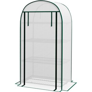 Outsunny 80 x 49 x 160cm Mini Greenhouse for Outdoor, Portable Garden Plant Green House w/ Storage Shelf, Roll-Up Zippered Door, Metal Frame