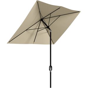 Outsunny Rectangular Garden Parasol 2x3m, Market Umbrella with Crank and Push Button Tilt, 6 Ribs, Aluminium Pole, Cream