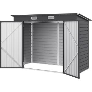 Outsunny 8 x 4FT Galvanised Garden Storage Shed, Metal Outdoor Shed with Double Doors and 2 Vents, Grey