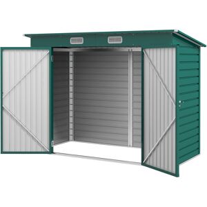 Outsunny 8 x 4FT Galvanised Garden Storage Shed, Metal Outdoor Shed with Double Doors and 2 Vents, Green