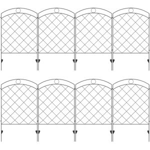 Outsunny Decorative Garden Fencing, 43in x 11.4ft Outdoor Picket Fence Panels, 8PCs Rustproof Steel Wire Landscape Flower Bed Border Edging