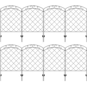 Outsunny Decorative Garden Fencing, 43in x 11.4ft Picket Fence Panels, 8PCs Rustproof Steel Wire Landscape Flower Bed Border Edging