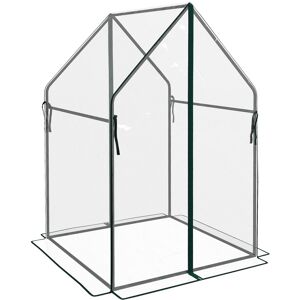 Outsunny Mini Greenhouse, Garden Tomato Growhouse with 2 Zipped Doors, Portable Indoor Outdoor Green House, 90 x 90 x 145cm, Clear