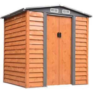 Outsunny 6 x 5 ft Garden Storage Shed Apex Store for Gardening Tool with Foundation and Ventilation, Brown