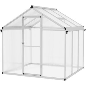 Outsunny 6x6ft Clear Polycarbonate Greenhouse Aluminium Frame Large Walk-In Garden Plants Grow