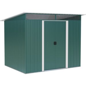 Outsunny Pent Roofed Metal Garden Shed House Hut Gardening Tool Storage w/ Ventilation 260L x 194W x 200H cm