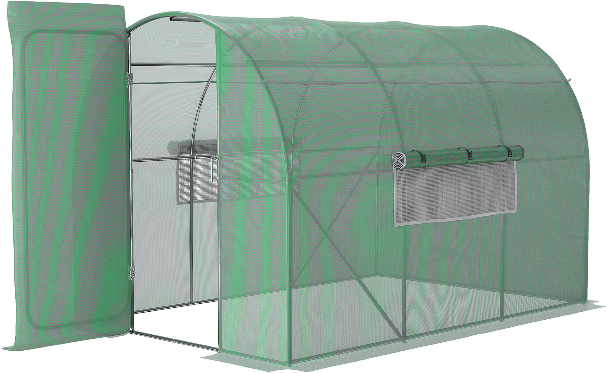 Outsunny Large Walk-In Greenhouse, Plant Gardening Tunnel Hot House with Metal Hinged Door, Galvanised Steel Frame & Mesh Windows (3 x 2M)