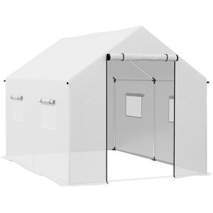 Outsunny Poly Tunnel Greenhouse Walk-in Polytunnel Greenhouse, Shelter for Plants, Pointed roof, 2 x 2 x 3m, White Aosom UK