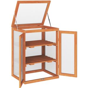 Outsunny 3-tier Wood Greenhouse Garden Polycarbonate Cold Frame Grow House w/ Storage Shelf for Plants, Flowers, Orange Aosom UK