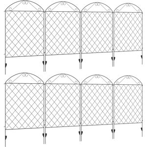 Outsunny Decorative Garden Fencing, 43in x 23ft Outdoor Picket Fence Panels, 8PCs Rustproof Metal Wire Landscape Flower Bed Border Aosom UK