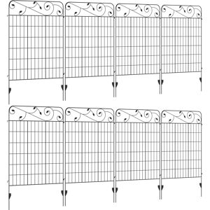 Outsunny Decorative Garden Fencing, 8PCs 43in x 23ft Outdoor Picket Fence Panels, Rustproof Metal Wire Landscape Flower Bed Edging Animal Aosom UK
