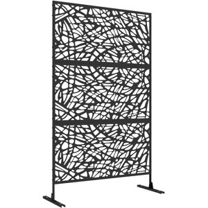 Outsunny Metal Decorative Privacy Screen Outdoor Divider, Black Twisted Lines