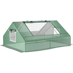 Outsunny Mini Greenhouse, Portable Garden Small Greenhouse with Zipped Windows and Door, 180 x 140 x 80cm, Dark Green Aosom UK