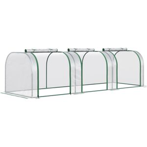 Outsunny Transparent Tunnel Greenhouse: PVC Grow House with Steel Frame, Zipper Entrances for Verdant Cultivation, 295x100x80cm Aosom UK