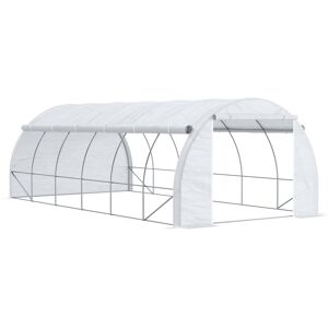 Outsunny 6 x 3 x 2 m Polytunnel Greenhouse, Walk in Pollytunnel Tent w/ Steel Frame, Reinforced Cover, Zippered Door & 8 Windows for Garden Aosom UK