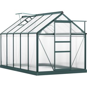 Outsunny Aluminium Frame Greenhouse Large Walk-In Greenhouse Garden Plants Grow Galvanized Base w/ Slide Door (10ft x 6ft) Aosom UK