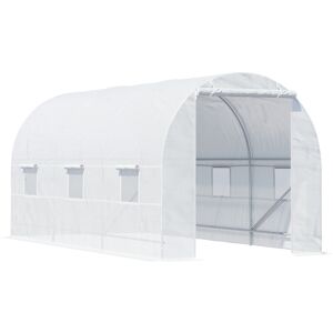 Outsunny 4.5 x 2 x 2 m Tomato Greenhouse, Large Vegetable Tunnel, Walk-In Patio Greenhouse Outdoor, White Aosom UK