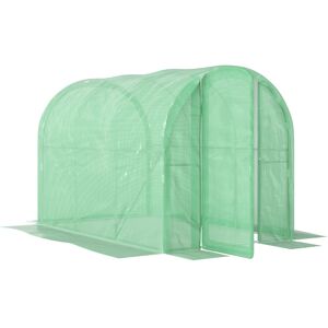 Outsunny 3 x 2 x 2m Polytunnel Greenhouse with Hinged Door, Walk-in Grow House Tent with PE Cover and Galvanised Steel Frame, Green