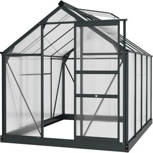 Outsunny Clear Polycarbonate Greenhouse Large Walk-In Green House Garden Plants Grow Galvanized Base Aluminium Frame with Slide Door, 6 x 8ft