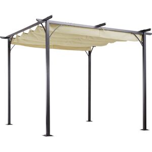 Outsunny 3 x 3m Retractable Roof Gazebo, Garden Gazebo with Sides for Outdoor Garden Sun Shade Shelter, Beige Aosom UK