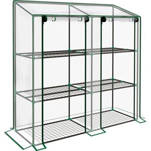 Outsunny 3 Tier 6 Wire Shelves Reinforced Mini Greenhouse, Clear