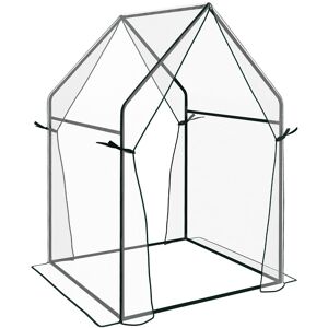 Outsunny Portable Greenhouse: Compact Garden Growhouse with Dual Zipped Doors, Indoor Outdoor Plant Protection, 90 x 90 x 145cm, Clear Aosom UK