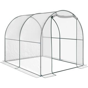 Outsunny Walk-in Polytunnel Greenhouse with Roll-up Door Transparent Tunnel Greenhouse with Steel Frame and PVC Cover, 2.5 x 2m Aosom UK