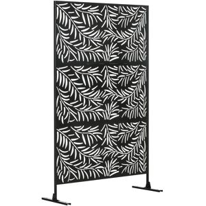 Outsunny Outdoor Privacy Screen w/ Stand & Ground Stakes, 6.5FT Metal Outdoor Divider, Decorative Privacy Panel for Garden Branch Style Aosom UK