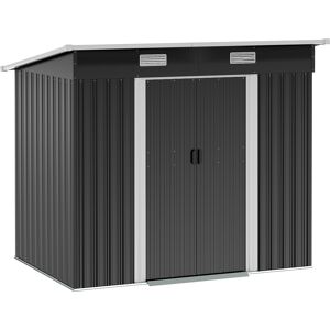 Outsunny 6 x 4ft Garden Metal Storage Shed with Foundation Kit and Sliding Door, Tool Storage Box for Backyard, Patio and Lawn, Black Aosom UK