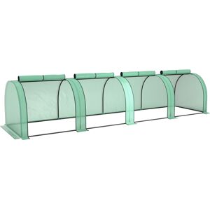 Outsunny Mini Greenhouse, Small Polytunnel Green House with Zipped Doors, Steel Frame for Garden, 395 x 100 x 80cm, Green