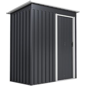 Outsunny 2 x 3ft Garden Storage Shed with Sliding Door and Sloped Roof Outdoor Equipment Tool Backyard, Black
