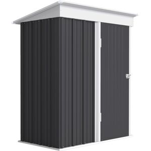 Outsunny Small Metal Storage Sheds, Lean-to Shed for Motor Bike, with Adjustable Shelf, Lock and Gloves, 5x6, Outdoor, Dark Grey Aosom UK