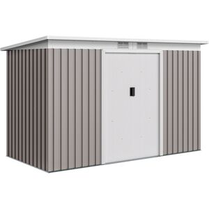Outsunny Corrugated Garden Metal Storage Shed Outdoor Equipment Tool Box with Kit Ventilation Doors 9x 4FT Light Grey