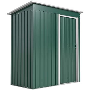 Outsunny 5 x 3ft Garden Storage Shed with Sliding Door and Sloped Roof Outdoor Equipment Tool Garden, Green