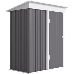 Outsunny 5 x 3ft Outdoor Storage Shed with Adjustable Shelf, Lockable Door, Gloves for Motor Bike & Tool, Metallic, Grey Aosom UK