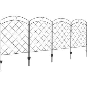 Outsunny Steel Garden Fence Panels: Decorative Picket Fencing for Outdoor Installation, Set of 4, Black Aosom UK