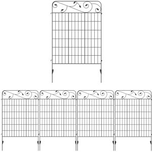Outsunny 4PCs 43in x 11.5ft Decorative Fence Panels, Outdoor Garden Fencing, Rustproof Metal Wire Landscape Edging Animal Barrier, Black Aosom UK