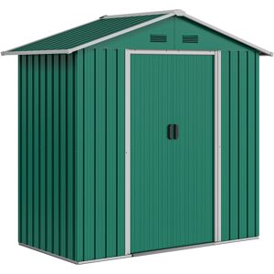 Outsunny 6.5ft x 3.5ft Metal Garden Storage Shed for Outdoor Tool Storage with Double Sliding Doors and 4 Vents, Green