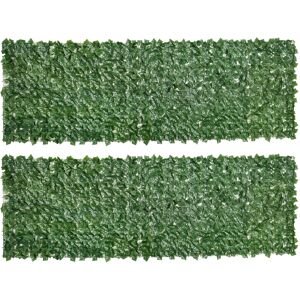 Outsunny 2-Piece Artificial Leaf Hedge Screen Privacy Fence Panel for Garden Outdoor Indoor Decor, Dark Green, 3M x 1M Aosom UK Outsunny 2-Piece Artificial Leaf Hedge Screen Privacy Fence Panel for Garden Outdoor Indoor Decor, Dark Green, 3M x 1M Aosom UK