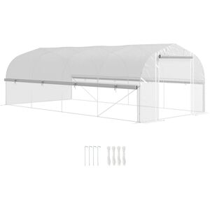 Outsunny Heavy Duty Polytunnel with Sidewalls, Door and 8 Windows, Complimentary Plant Labels and Gloves, White, 6 x 3 x 2m Aosom UK Outsunny Heavy Duty Polytunnel with Sidewalls, Door and 8 Windows, Complimentary Plant Labels and Gloves, White, 6 x 3 x 2m Aosom UK