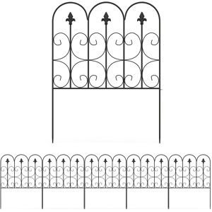 Outsunny Garden Fence 5-Piece Black Decorative Metal Border Edging Outsunny Garden Fence 5-Piece Black Decorative Metal Border Edging