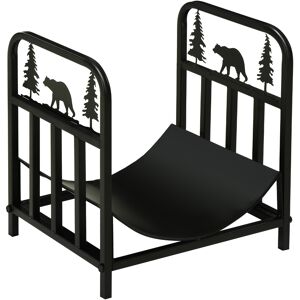 Outsunny Firewood Log Rack Curved Fireplace Log Holder Wood Storage Rack w/ Handles, Bear Shape Design, 42 x 33.5 x 43 cm, Black Aosom UK Outsunny Firewood Log Rack Curved Fireplace Log Holder Wood Storage Rack w/ Handles, Bear Shape Design, 42 x 33.5 x 43 cm, Black Aosom UK