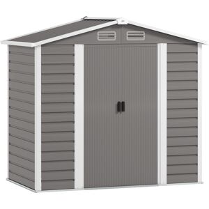 Outsunny 7 x 4ft Garden Shed, Easy to Assemble, Upgraded Galvanised Steel Frame with Foundation Kit, Double Doors with Lock, Outdoor Metal Shed with Vents and Gloves, Garden Storage Shed, Light Grey Outsunny 7 x 4ft Garden Shed, Easy to Assemble, Upgraded Galvanised Steel Frame with Foundation Kit, Double Doors with Lock, Outdoor Metal Shed with Vents and Gloves, Garden Storage Shed, Light Grey