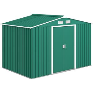 Outsunny Lockable Garden Shed Large Patio Tool Metal Storage Building Foundation Sheds Box Outdoor Furniture (9 x 6 FT, Green) Aosom UK Outsunny Lockable Garden Shed Large Patio Tool Metal Storage Building Foundation Sheds Box Outdoor Furniture (9 x 6 FT, Green) Aosom UK