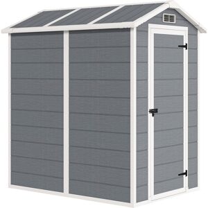 Outsunny 4 x 6ft Outdoor Shed with Lockable Door, Built-in Floor, Windows and Vents for Patio and Tool Storage, Grey Aosom UK Outsunny 4 x 6ft Outdoor Shed with Lockable Door, Built-in Floor, Windows and Vents for Patio and Tool Storage, Grey Aosom UK
