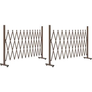 Outsunny Set of 2 Expanding Garden Fencc, Aluminium Freestanding Foldable Picket Fence, 300cmx103.5 cm, Dark Brown Outsunny Set of 2 Expanding Garden Fencc, Aluminium Freestanding Foldable Picket Fence, 300cmx103.5 cm, Dark Brown