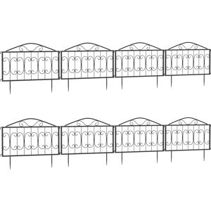 Outsunny Decorative Garden Fencing, 8PCs Outdoor Picket Fence Panels, Rustproof Metal Wire Landscape Flower Bed Border Edging Animal Barrier, Black Outsunny Decorative Garden Fencing, 8PCs Outdoor Picket Fence Panels, Rustproof Metal Wire Landscape Flower Bed Border Edging Animal Barrier, Black