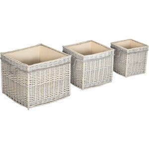 Outsunny Set of 3 Log Baskets for Wood Burner Indoor, Round torage Basket with Lining and Rope Handles for Fireside Storage, Blankets, Beige Outsunny Set of 3 Log Baskets for Wood Burner Indoor, Round torage Basket with Lining and Rope Handles for Fireside Storage, Blankets, Beige